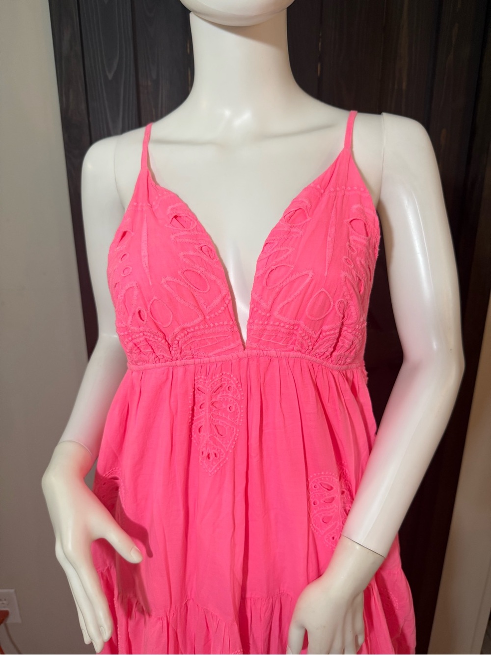 FARM Rio Hot Pink Eyelet Tiered Maxi Dress - Picture 4 of 13